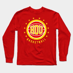 HOU Basketball Vintage Distressed Long Sleeve T-Shirt